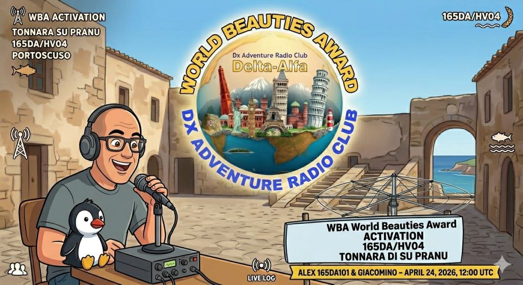 24/04/2026 – 165DA/HV04 – Tonnara di Su Pranu – 4 PTS (H)/8 PTS (A) . 90 QSO, 20 Countries, 6 Continents / by 165DA101&nbsp;Alex.