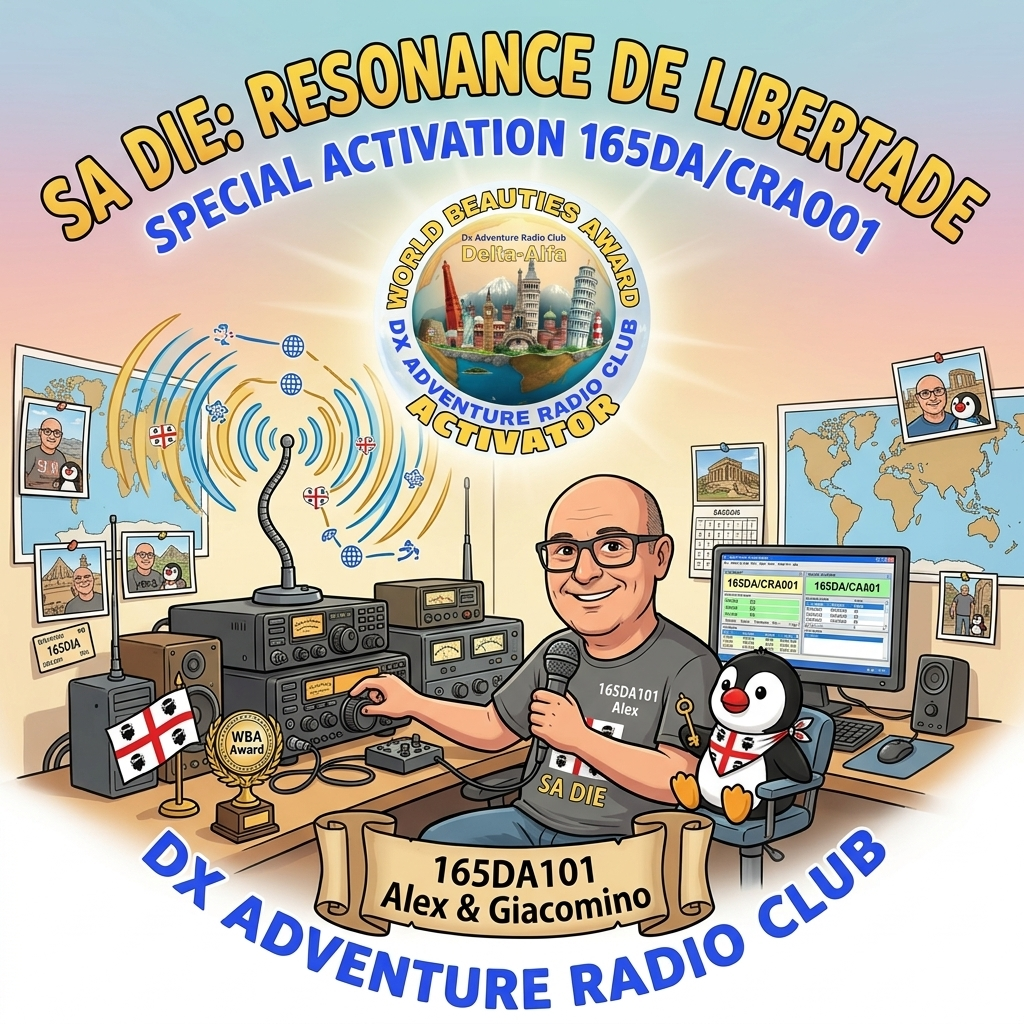 28/04/2026 – 165DA/CRA001 – SA DIE DE SA SARDIGNIA – 1 PTS (H)/2 PTS (A). 63 QSO, 19 Countries, 6 Continents / by 165DA101&nbsp;Alex.