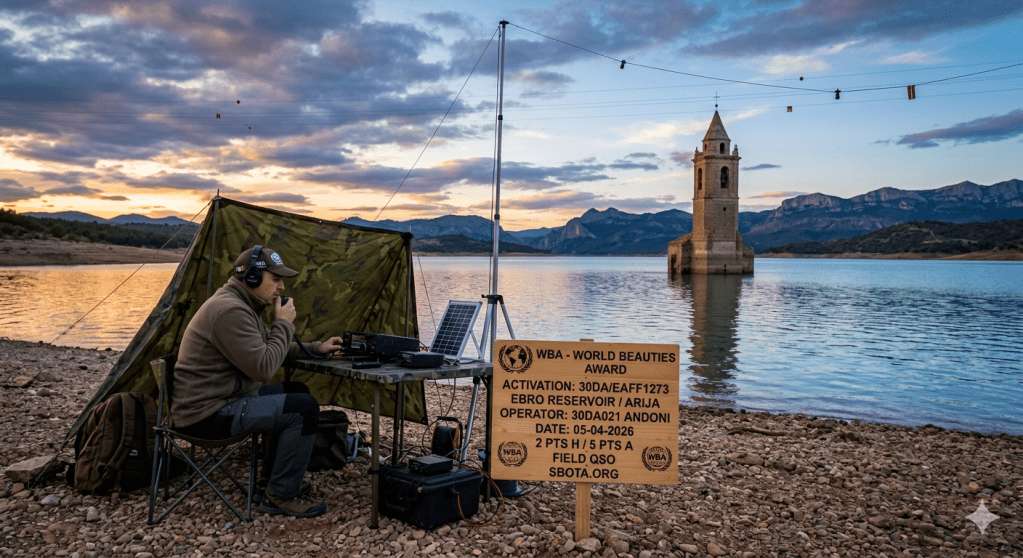 05/04/2026 – 30DA/EAFF1273 – Ebro Reservoir – 2 PTS (H)/7 PTS (A) Field. 53 QSO, 17 Countries, 6 Continents / by 30DA021&nbsp;Andoni.