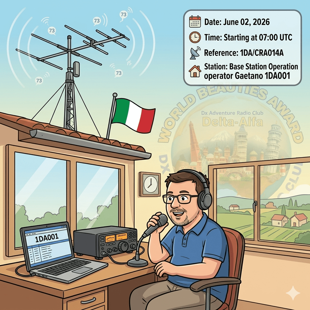 02/06/2026 – 1DA/CRA014 – ITALY’S REPUBLIC DAY – 1 PTS (H)/1 PTS (A) . 65 QSO, 17 Countries, 3 Continents / by 1DA001 Gaetano. +1 bonus point if you connect both&nbsp;A&B!