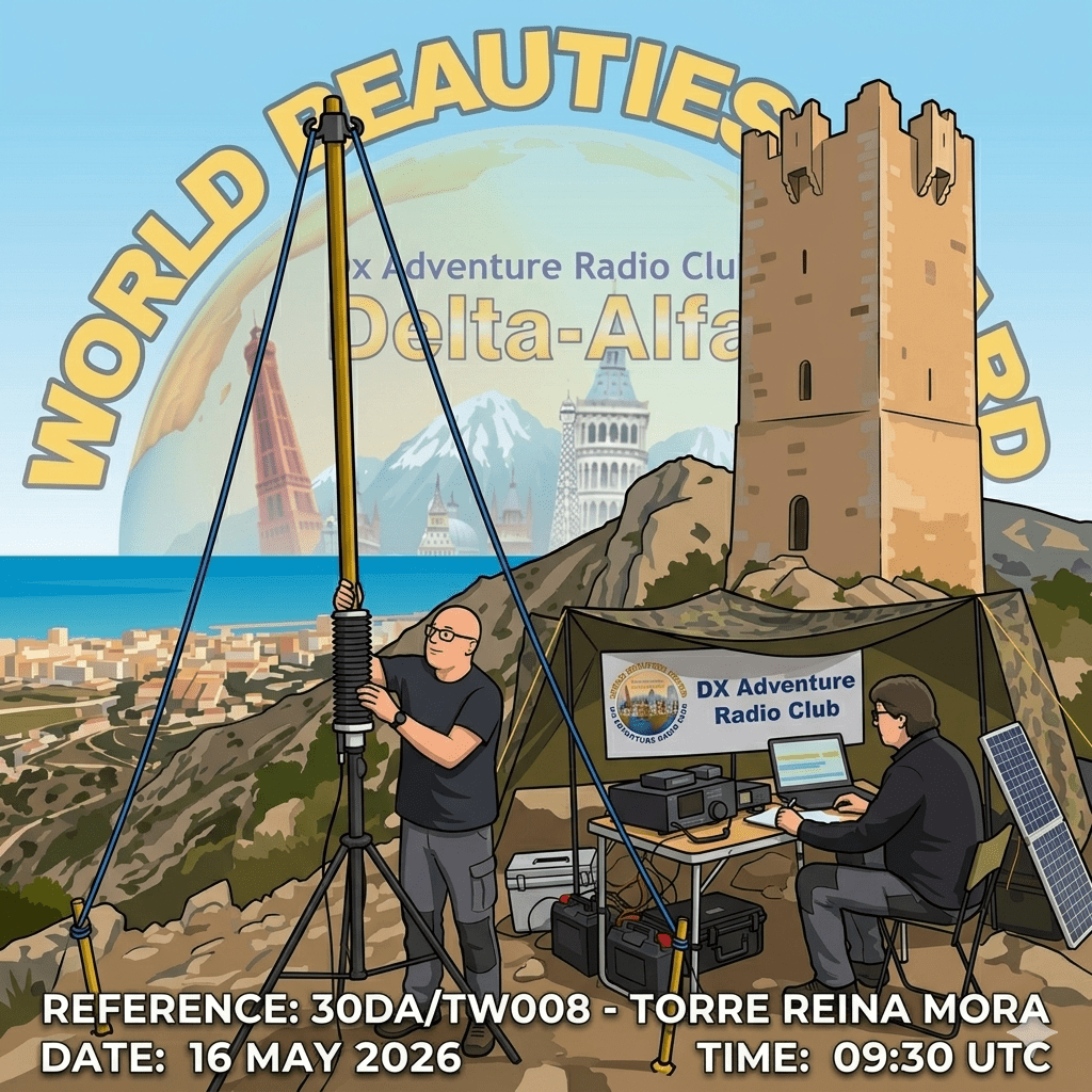 16/05/2026 – 30DA/TW008 – TORRE REINA MORA – 4 PTS (H)/6 PTS (A). 106 QSO, 15 Countries, 1 Continents / by 30DA010 Sergio & 30DA202&nbsp;Javi.