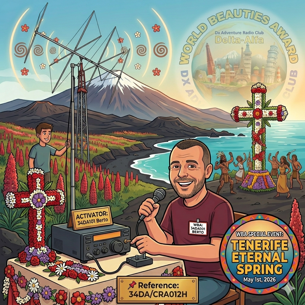 01/05/2026 – 34DA/CRA012H – TENERIFE ETERNAL SPRING – 1 PTS (H)/5 PTS (A). 308 QSO, 38 Countries, 5 Continents / by 34DA101 Berto. +1 bonus point if you connect ALL CRA012&nbsp;Activations!