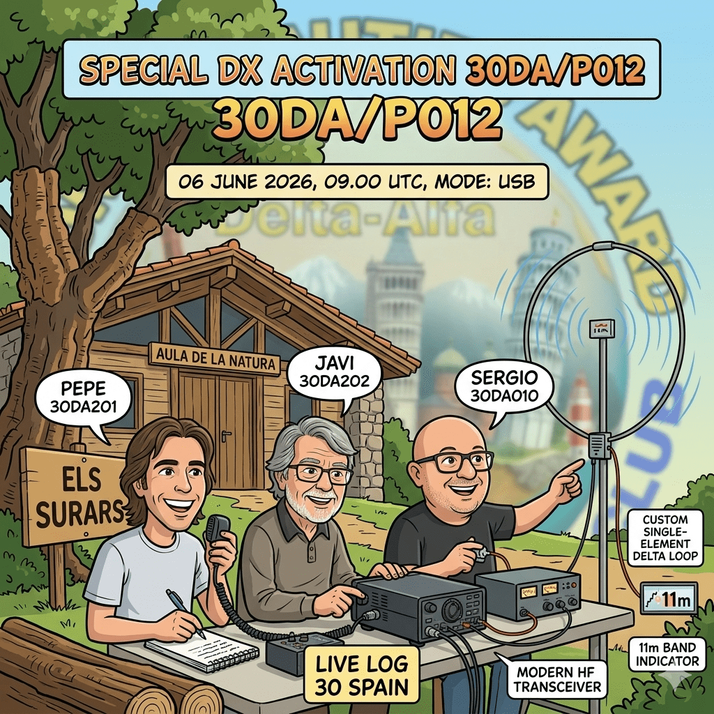 06/06/2026 – 30DA/P012 – ELS SURARS NATURE RESERVE – 4 PTS (H)/5 PTS (A). 250 QSO, 30 Countries, 6 Continents / by 30DA010 Sergio & 30DA202 Javi & 30DA201&nbsp;Pepe.