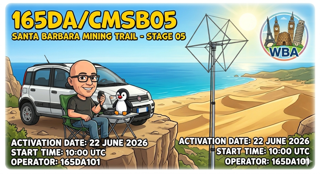22/06/2026 – 165DA/CMSB05 – AMONG THE DUNES OF PISCINAS & SCIVU – 2 PTS (H)/8 PTS (A) . 434 QSO, 35 Countries, 5 Continents / by 165DA101 Alex.