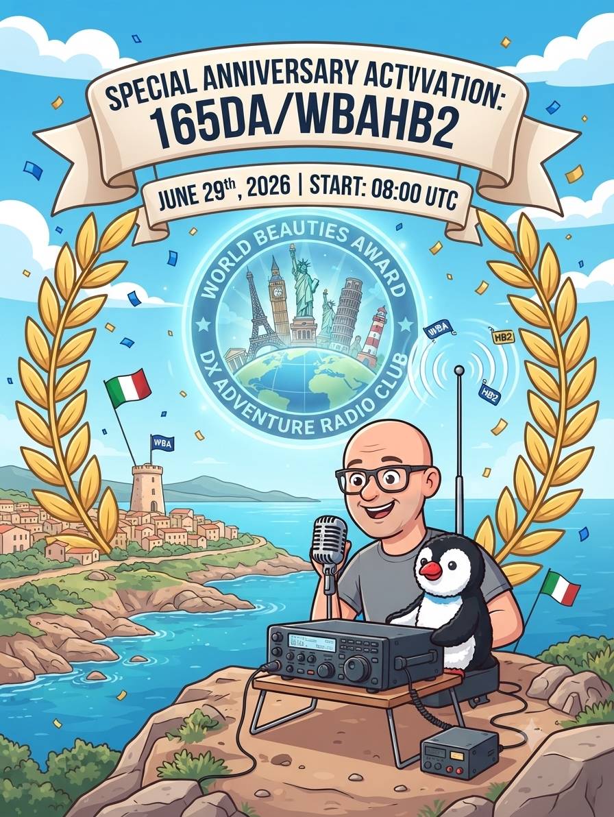 29/06/2025 – 165DA/WBAHB2 – Happy Anniversary to the World Beauties Award – 1 PTS (H)/5 PTS (A) . 241 QSO, 35 Countries, 6 Continents / by 165DA101 Alex.