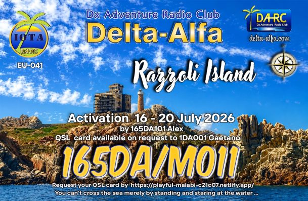 20/07/2026 – 165DA/M011 – RAZZOLI ISLAND IOTA – 5 PTS (H)/11 PTS (A) . – QSO, — Countries, – Continents / by 165DA101 Alex.