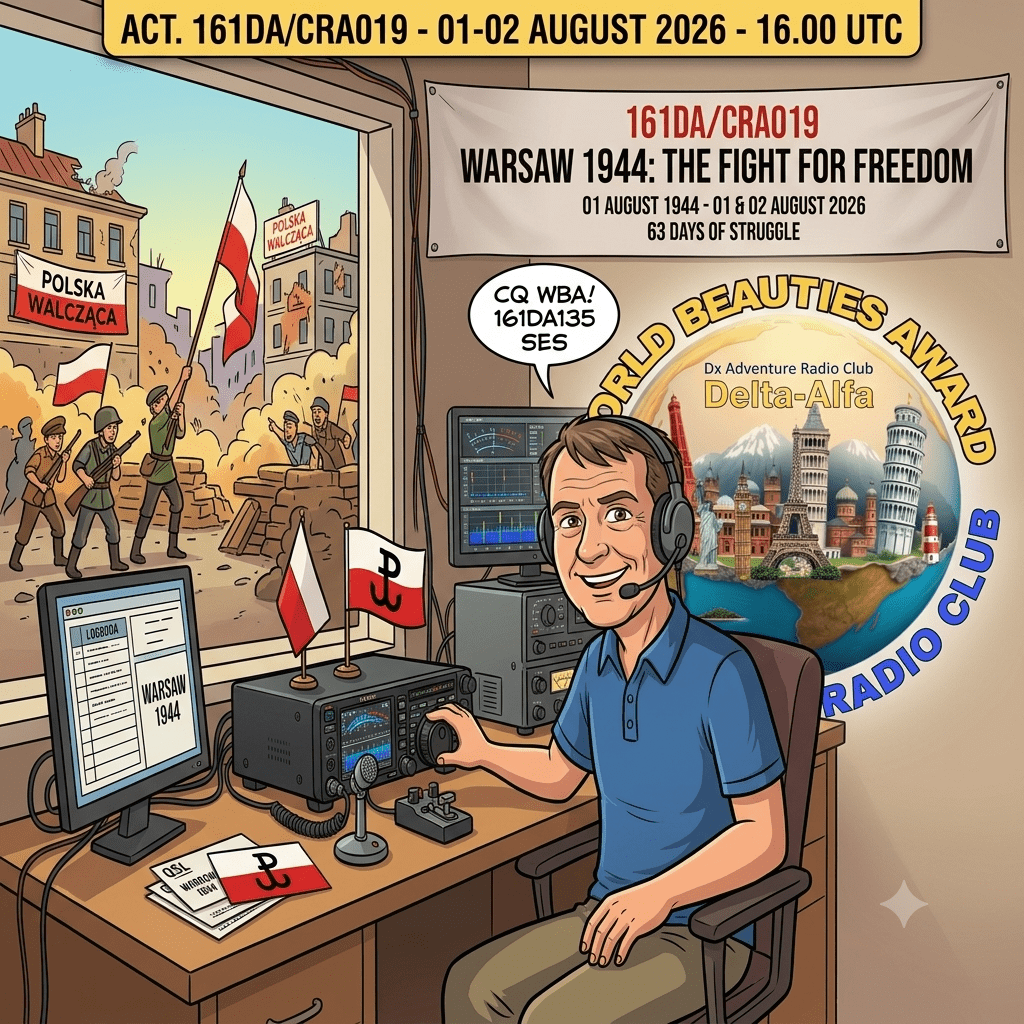 01-02/08/2026 – 161DA/CRA019 – Warsaw 1944: The Fight for Freedom – 1 PTS (H)/1 PTS (A) . 88 QSO, 18 Countries, 4 Continents / by 161DA135 Sylvester.