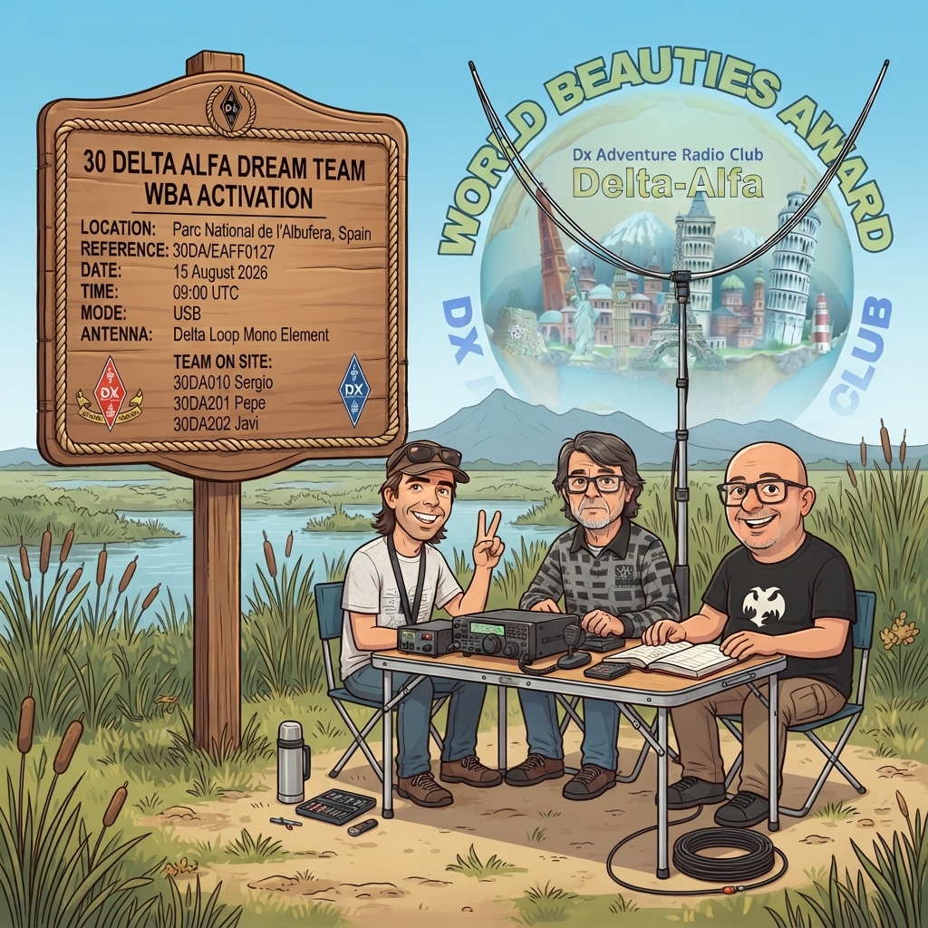 15/08/2026 – 30DA/EAFF0127 – PARC NATIONAL DE L’ALBUFERA – 4 PTS (H)/7 PTS (A). 221 QSO, 25 Countries, 5 Continents / by 30DA010 Sergio & 30DA202 Javi & 30DA201 Pepe.