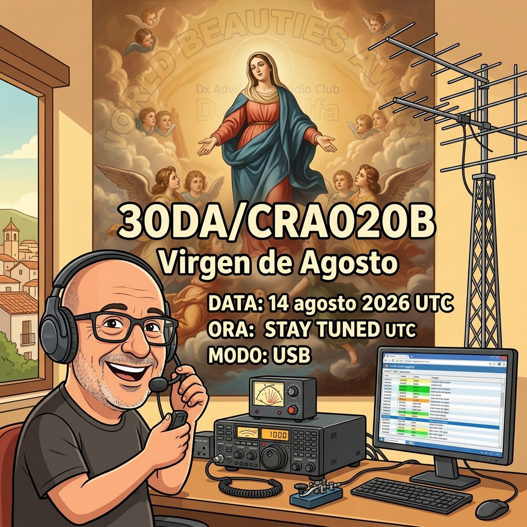14/08/2026 – 30DA/CRA020B – Virgen de Agosto – 1 PTS (H)/5 PTS (A) . 252 QSO, 32 Countries, 6 Continents / by 30DA010 Sergio. +1 bonus point if you connect both A&B!