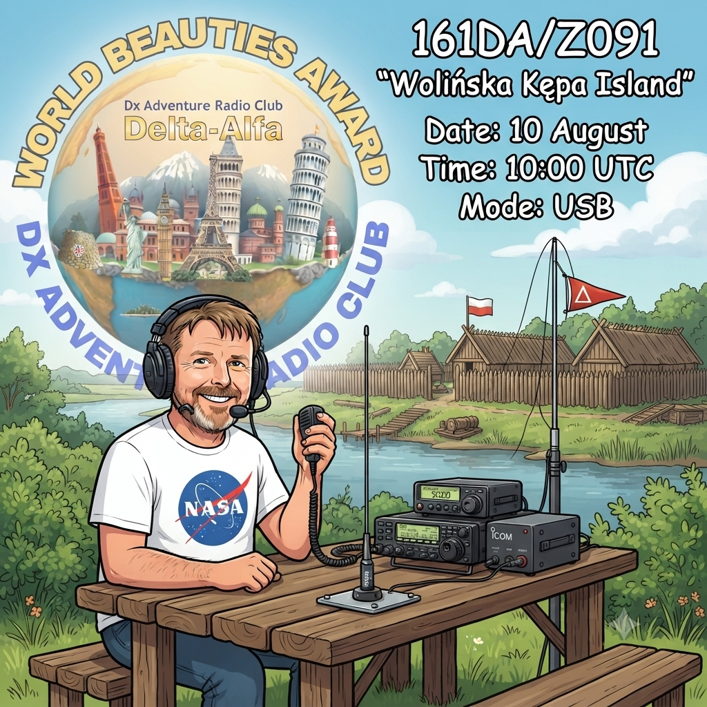 10/08/2026 – 161DA/Z091 – Wolińska Kępa (OSTROV) IOTA EU-132 – 5 PTS (H)/3 PTS (A) . 37 QSO, 06 Countries, 2 Continents / by 161DA135 Sylvester.